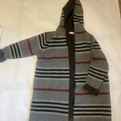 ЖЕНЩИН ДЛИННЫЙ КАРДИГАН С КАПЮШОНОМ КУРТКИ КРАСНЫЙ ЧЕРНЫЙ КЛЕТКУ СРЕДНИЙ - Изображение 1 из 4