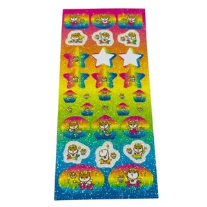 SANRIO Kuririn Vintage 2001 Stickers Rainbow Glitter Hamster Partial Sheet - Picture 1 of 4