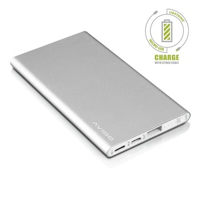 Avido DUO 1 4000mAh Dual Input [Micro-USB & Lightning] Thin Power Bank - Silver - Image 1 of 4