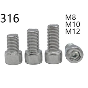 316 Stainless Steel DIN912 Hex Socket Bolts Cap Head Screws M8 M10 M12 - Picture 1 of 6