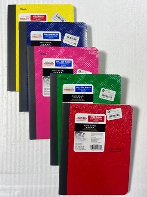 5 MEAD FIVE START Composition Notebook College RULED 100 Sheet 5 PCS NEW! - Image 1 of 4