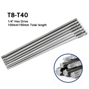 1/4" Magnetic Long Torx Bits T8 T10 T15 T20 T25 T27 T30 T40 Screwdrivers Bit - Picture 1 of 21