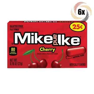 6x Packungen Mike & Ike Kaubonbons mit Kirschgeschmack - 0,78oz | Fett- & Glutenfrei - Bild 1 von 1