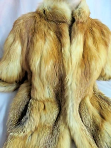 Fox fur Coat natural Cherry Red Stroller Jacket I Magnin Norwegian M - Picture 1 of 11