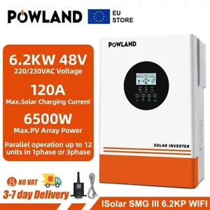 POWLAND 6.2KW e 4KW Inverter Solare Ibrido WIFI 48V / 24V COMODO - Imagen 1 de 20