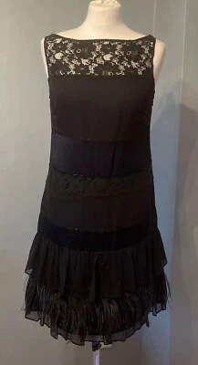 Coast Black Silk/ beaded Sleeveless Occassion Dress Size UK 10 - Image 1 of 4