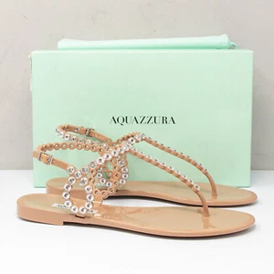 Aquazzura Almost Bare Crystal Jelly Sandals, Size 41 (US 11) Powder Pink - Picture 1 of 7