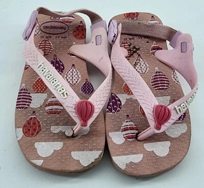 HAVAIANAS Chanclas Sandalias Con Correas Rosa Globos Aire Caliente Bebé Infante Talla 6C Foto 1 de 4