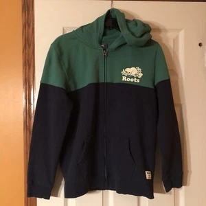 Roots Canada Kids Teen Full Zip Hoodie Sweatshirt Child Size XXL Blue Green - Picture 1 of 4