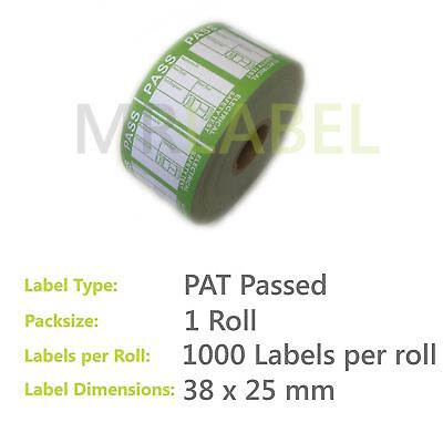 1000x PAT Test Labels PASSED Self Adhesive (1 Roll) Portable Appliance Testing • 7.95£
