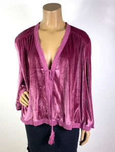 Main Strip Velvet Cardigan Size M Tassel Tie Kimono Sleeves NEW - Picture 1 of 13