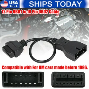 12 Pin OBD1 to 16 Pin OBD2 Cable Convertor Adapter For GM Diagnostic Scanner US - Picture 1 of 8