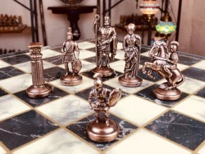 Juego de ajedrez romano de lujo 🎁 piezas de peltre hechas a mano regalo decorativo - Imagen 1 de 11