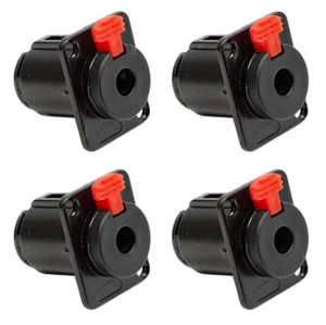 (4 PACK) PROCRAFT PC-TJ084A 1/4" TRS D Type Panel Mount Locking Jack - BLACK - Picture 1 of 2