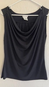 Worthington stretch sleeveless cowl neck blouse black Med EUC - Picture 1 of 5