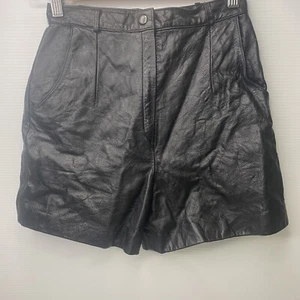 Womens Size XS Shorts Black Leather Casual High Waisted Vintage Japan - Picture 1 of 6