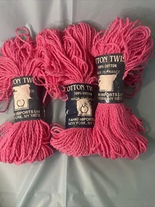 Vintage Tahki Cotton Twist Yarn Worsted Plied Bright Pink Color Bag of 3 Skeins - Picture 1 of 5