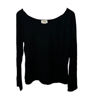 VTG Talbots Sweater 100% Cashmere Thin Knit Black Boat Neck Pullover XL - Picture 1 of 5