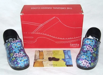 Tamancos Sanita azul floral Marilla - Novo na caixa - Tamanho 37 (EUA 7,5) - Imagem 1 de 4