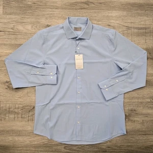 Perry Ellis Portfolio Performance Tech Hemd Herren Large Blau Slim Fit Knopfleiste - Bild 1 von 17