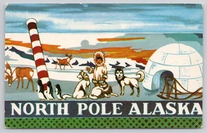 North Pole Alaska Painting at Santa Claus House Eskimo Vintage 1973 Postcard - Picture 1 of 2