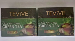 2-Boxes TEVIVE All Natural Green Tea ( Total 200 Count Tea Bags ) SEALED - Picture 1 of 2