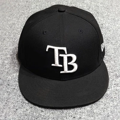 Tampa Bay Rays Baseball Cap Hat Men 7 3/8 Black White New Era 59fifty Fitted  - Image 1 of 4
