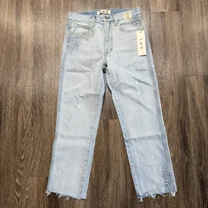 AMO Loverboy Hi Rise Relajado Recto Bordado Talla 26 Hecho en EE. UU. - Imagen 1 de 11