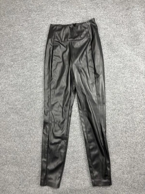 Guess Pantalones Mujer Pequeños Negros Imitación Cuero Ajustados Tiro Alto Cremallera Leggings Foto 1 de 4