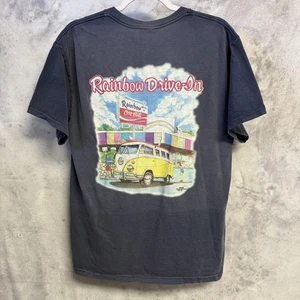 T-shirt uomo vintage Hawaiian Nostalgia Rainbow Drive In L 20,5x27,5 Y2K surf - Foto 1 di 11