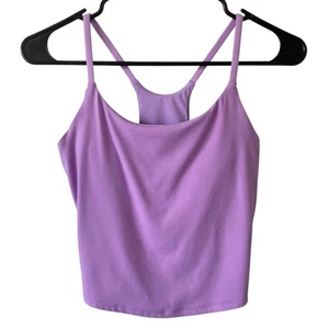 Canotta ALL IN MOTION nuova senza etichette cropped Activewear viola taglia XS imbottitura rimovibile - Foto 1 di 5