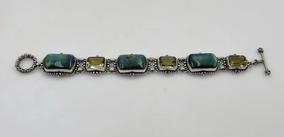 Brazalete Stephen Dweck de plata de ley con palanca de labradorita y citrino limón Foto 1 de 4