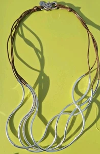 Lizzy James 4 Strand Tube Necklace / wrap On Leather Cord 22" Clasp to Clasp - Picture 1 of 5