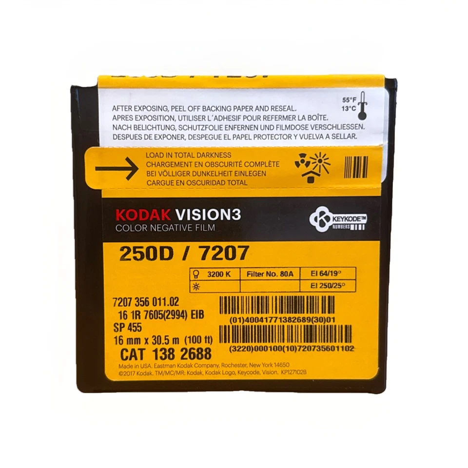 Kodak VISION 3 250D  #7207 16mm 100FT. Factory Sealed Cold Stored!  - Image 1 of 1