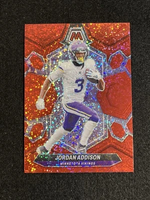 Jordan Addison 2024 Panini Mosaic Red Sparkle Prizm - Vikings - Image 1 of 2