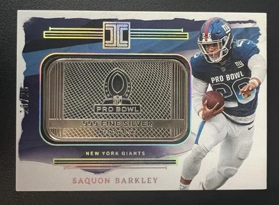 Saquon Barkley 2023 Panini Impeccable .999 Fine Silver Pro Bowl Jersey /25 RARE! - Image 1 of 2