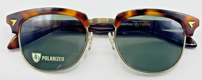 NUEVO Gafas de sol American Optical SIRMONT marco dorado tortuga lentes verdes polarizadas Foto 1 de 4
