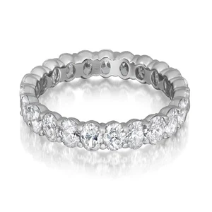 Oval Cut Lab Grown Diamond Eternity Band Ring 14K White Gold 2.38Ctw - Picture 1 of 4