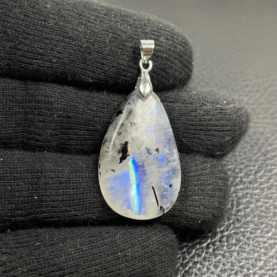 Mondstein Turmalin Cabochon Anhänger mit beweglicher Kralle Nr. 4694 - Bild 1 von 1