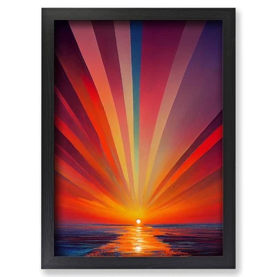Framed Ethereal Abstract Ocean Sunset Wall Art Canvas Print Poster Picture - Image 1 of 4