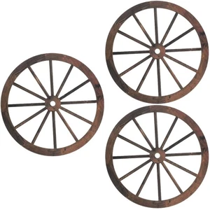 Confezione 3 Ruote Wall Art Decor Country Decorazione da Appendere Old Style Appendiabiti - Foto 1 di 12
