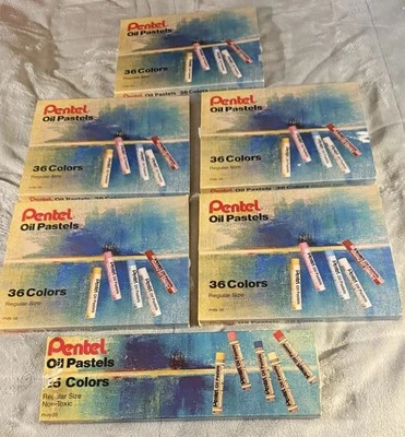 Vtg Pentel Oil Pastels 36 Colors Art Sets Lot Of 5 Plus One 1 25 Set Huge Lot - Image 1 of 2
