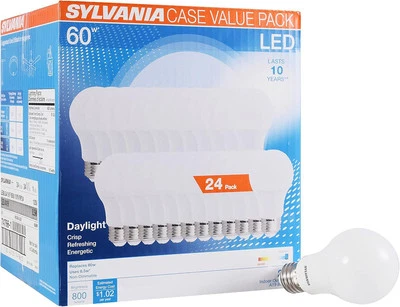 Sylvania 24 Pack 8.5W Led Daylight A19 Bulbs 800 Lumens Energy Saving - Image 1 of 4