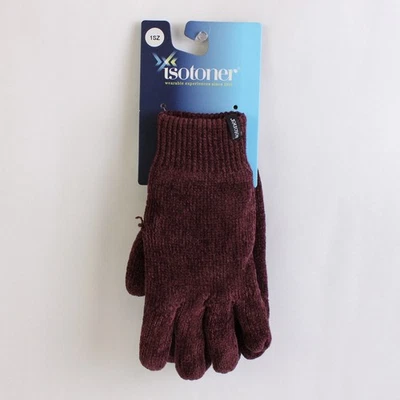 Isotoner Women's Stretch Fleece Gloves 1 Sz Women's Small Maroon Henna NWT - Image 1 of 4