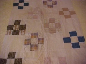 HANDMADE QUILT TOP REMNANT, NINE PATCH, 1900/20s - Picture 1 of 6