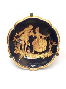 BARDET LIMOGES FRANCE GILDED COBALT PORCELAIN PLATE - Picture 1 of 4