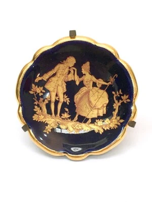 BARDET LIMOGES FRANCE GILDED COBALT PORCELAIN PLATE - Image 1 of 4