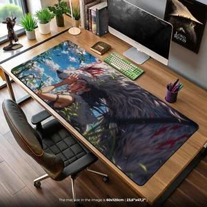 Princess Mononoke Desk Mat - Studio Ghibli Wolf Spirit Mouse Pad for Fans - Afbeelding 1 van 7