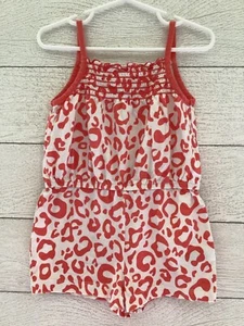 Healthtex girls 4T 100% cotton romper spaghetti strap animal print coral/pink - Picture 1 of 4