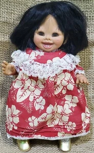 Hawaiian Leialoha Ana Baby Doll Traditional Red Hawaii Dress  9" with Tag VTG - Picture 1 of 6